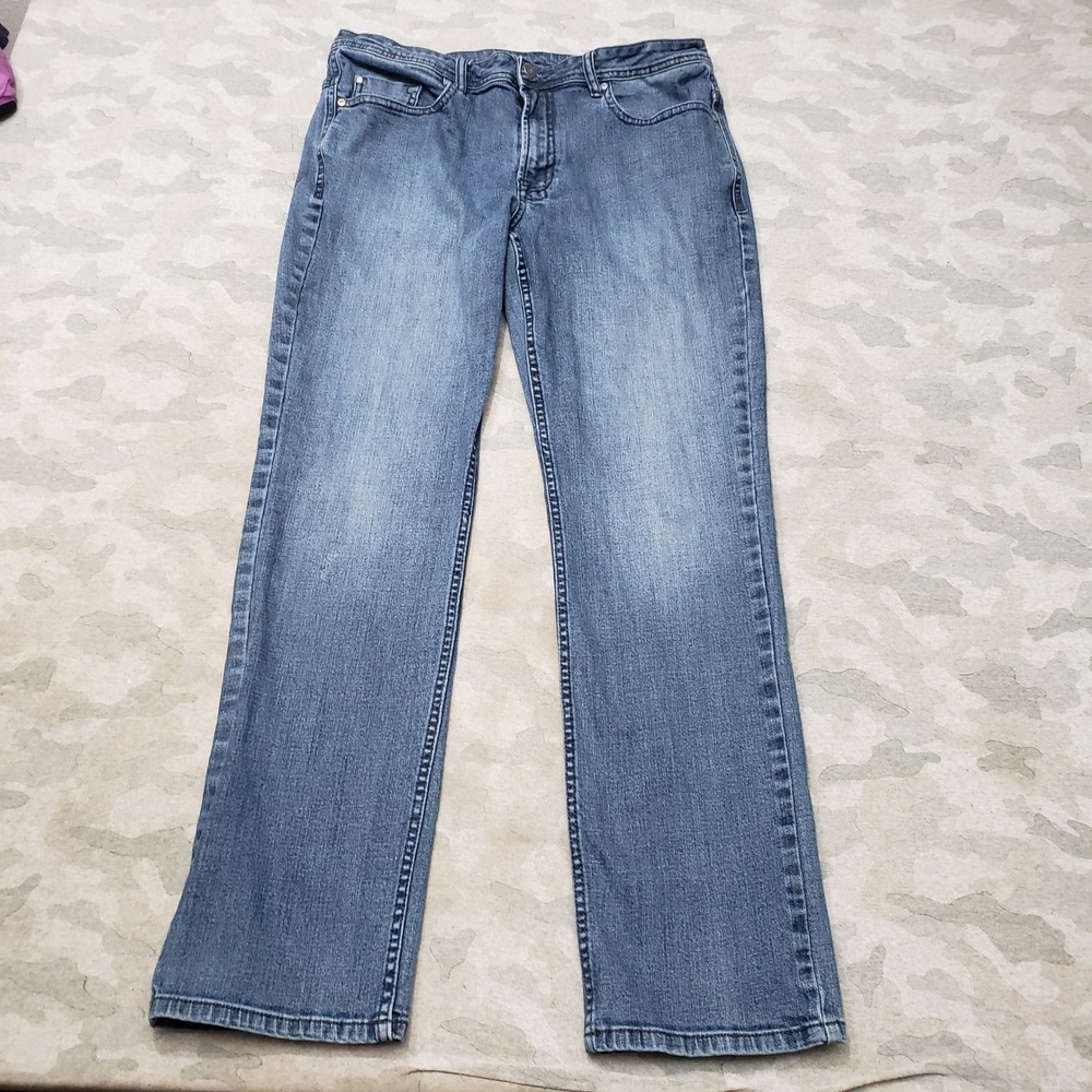 Buffalo David Bitton Jackson-X Jeans Mens 36x34 Blue Straight Stretch Denim